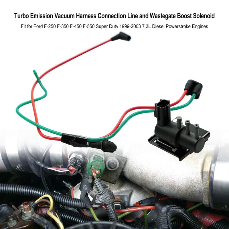 YUANTUO Turbo Emission Vacuum Harness Connection Line and Wastegate Boost Solenoid Fits for Ford F250 F350 F450 F550 Super Duty 1999-2003 7.3L Diesel Powerstroke Engines Replace F81Z-6C673-AA F81Z-9E498-DA - Image 2